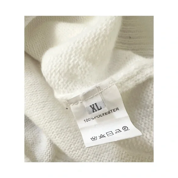 White Ruffle V-Neck Button Sweater - Picture 6 of 6